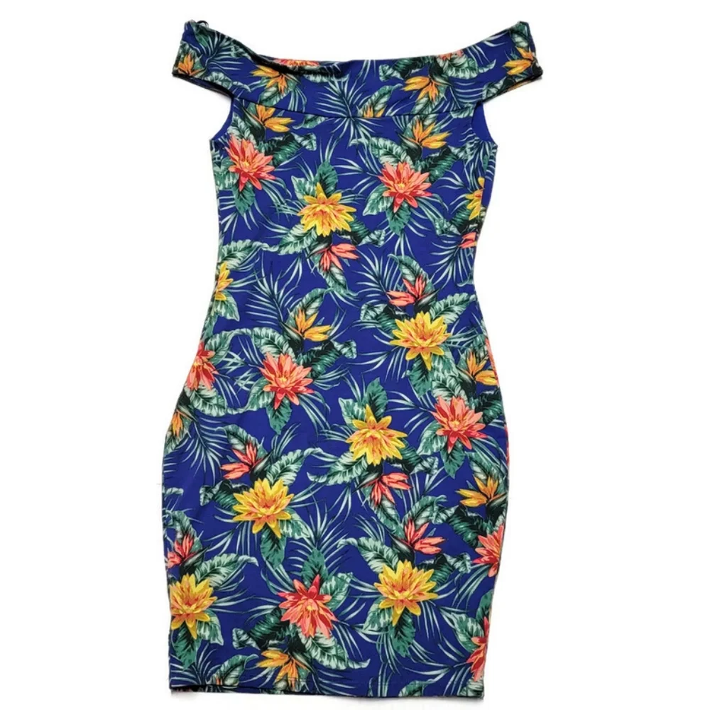 Guess Wome Tropical Floral Off The Shoulder Navine Bodycon Dress Size XS - Picture 5 of 12